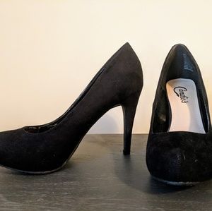 Candies black suede pumps